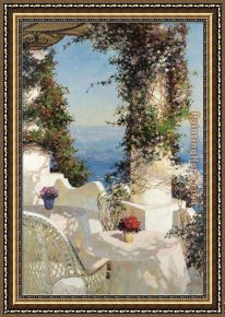 Seascapes Framed Paintings - Bondarenko Positano Seascape by Unknown Artist