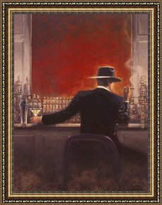 Twilight Romance by Brent Lynch Framed Paintings - Brent Lynch Cigar Bar by Unknown Artist