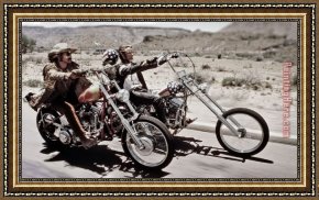 Riders Framed Paintings - Captain America Easy Rider by Unknown Artist