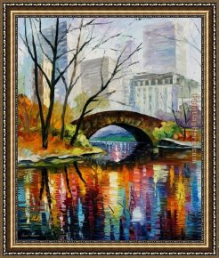 Boating in Central Park Framed Paintings - Central Park by Unknown Artist
