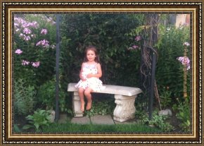 The Artist's Garden at Eragny Framed Paintings - Child in garden by Unknown Artist