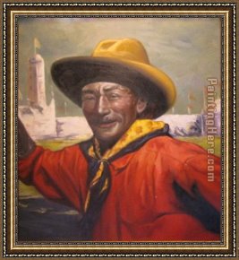Cowboy Singing Framed Paintings - Cowboy by Unknown Artist