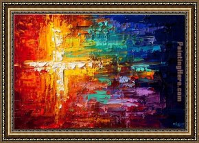 Cross in The Wilderness Framed Paintings - Cross colorful by Unknown Artist