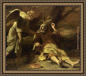 An Angel Awakens The Prophet Elijah Framed Paintings - Elijah Fed by an Angel by Unknown Artist