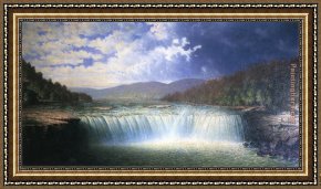 The Fall of Man Framed Paintings - Falls of the Cumberland River Whitley County Kentucky by Carl Christian Brenner by Unknown Artist