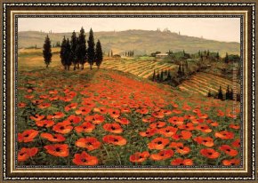 Tuscany Framed Paintings - Hills of Tuscany I by Unknown Artist