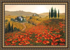 Tuscany Framed Paintings - Hills of Tuscany II by Unknown Artist