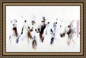 The White Horse Framed Paintings - Horses White by Unknown Artist