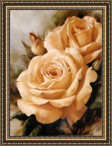 Oranges Framed Paintings - igor levashov orange roses by Unknown Artist