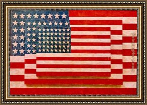Artist Framed Paintings - Jasper Johns three flags by Unknown Artist