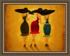 Ladies at The Milliners Framed Paintings - Ladies untiled by Unknown Artist