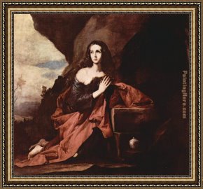 Life of Mary Magdalene Noli Me Tangere by Giotto Di Bondone Framed Paintings - Mary Magdalene in the Desert by Unknown Artist