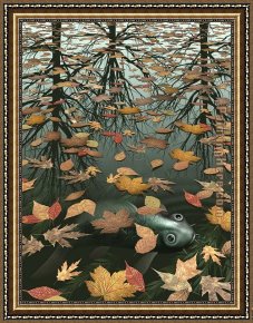Small Worlds II Framed Paintings - MC Escher Three Worlds I by Unknown Artist