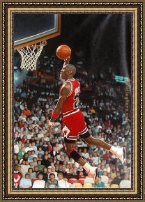 Artist Framed Paintings - Michael Jordan NBA by Unknown Artist