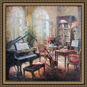 Instruments Framed Paintings - musical instruments by Unknown Artist