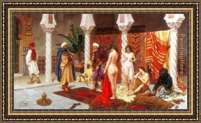 The Slave Market Framed Paintings - muslim selling sex slave by Unknown Artist