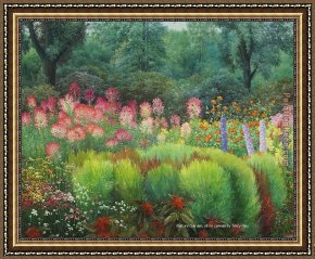 Garden Framed Paintings - Nature Garden by Terry xu by Unknown Artist