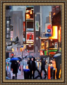 Heaven in New York Framed Paintings - New York Pedestrians  by liam spencer by Unknown Artist