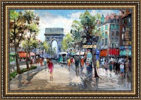 Hamlet Play Scene Framed Paintings - Paris Street Scene by Unknown Artist