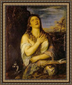 Penitent Magdalen Framed Paintings - Penitent Mary Magdalen By Titian by Unknown Artist