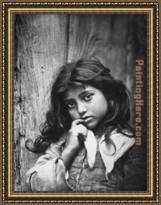 Small Worlds II Framed Paintings - portrait of a small sicilian girl of common class by Unknown Artist