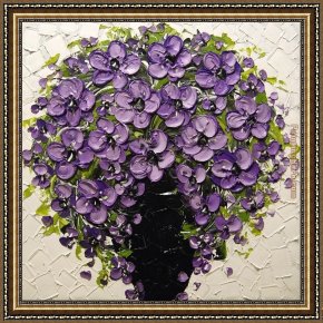 Floral Framed Paintings - Purple Floral by Unknown Artist