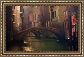 Cattle Watering at Dusk Framed Paintings - quite dusk by Unknown Artist