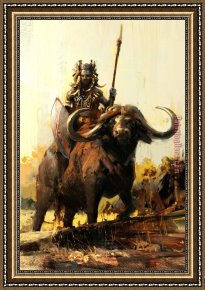 Riders Framed Paintings - Rider by Unknown Artist