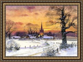 Church Framed Paintings - Snow Church by Unknown Artist