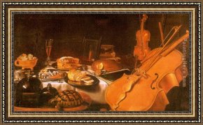 Instruments Framed Paintings - Still Life with Musical Instruments by Unknown Artist