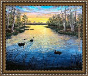 Artist Framed Paintings - Sunset by Unknown Artist