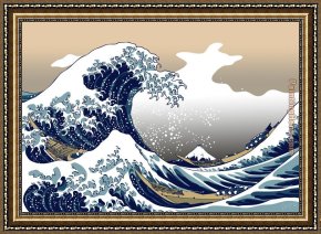 Rain, Steam And Speed - The Great Western Railway Framed Paintings - The Great Wave off Kanagawa by Katsushika Hokusai by Unknown Artist