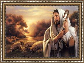 Shepherd Framed Paintings - The Lord is My Shepherd by Unknown Artist