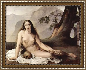 Life of Mary Magdalene Noli Me Tangere by Giotto Di Bondone Framed Paintings - The penitent Mary Magdalene by Francesco Hayez by Unknown Artist
