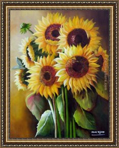 Artist Framed Paintings - The SunFlowers by Unknown Artist