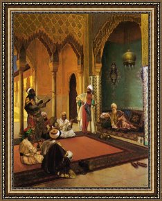 Three Musicians Framed Paintings - Traveling Musicians Playing for the Sultan by Unknown Artist