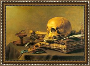 Life Framed Paintings - Vanitas Still Life by Unknown Artist