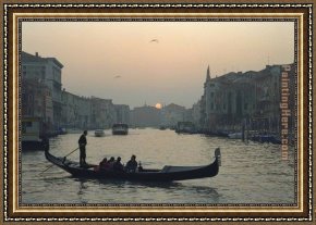 Venice Framed Paintings - venice sunset by Unknown Artist
