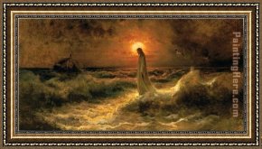 St Peter Walking on The Water Framed Paintings - Walking on Water by Unknown Artist