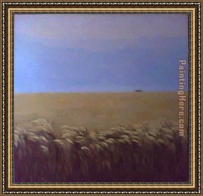 Wheat Framed Paintings - wheat field by Unknown Artist