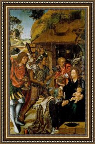 Triptych of The Adoration of The Magi Framed Paintings - Adoration of the Magi by Vasco Fernandes