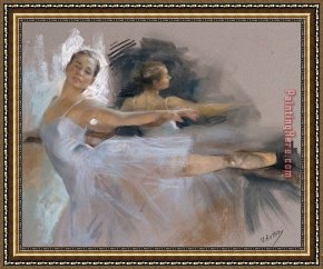 Ballet Framed Paintings - Ballet Dancer by Vicente Romero Redondo