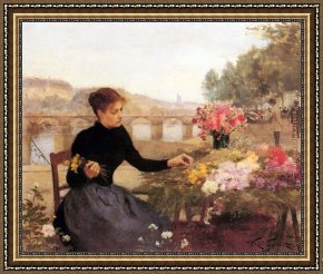 The Slave Market Framed Paintings - A Parisian Flower Market by Victor Gabriel Gilbert