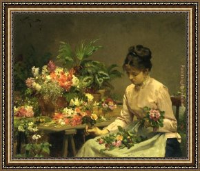 The Carpet Seller Framed Paintings - The Flower Seller by Victor Gabriel Gilbert