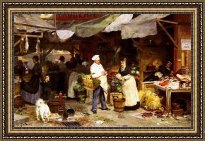The Slave Market Framed Paintings - The Maubeuge Market by Victor Gabriel Gilbert