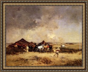 The Encampment Framed Paintings - Arab Encampment by Victor Pierre Huguet