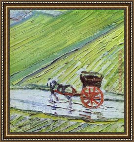 Rain, Steam And Speed - The Great Western Railway Framed Paintings - A Road in Auvers after the Rain detail by Vincent van Gogh