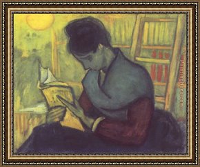 Reading a Book Framed Paintings - A woman reading by Vincent van Gogh