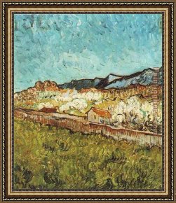 El Vendador De Alcatraces (the Vendor of Alcatraces) Framed Paintings - Aux pieds des montagnes 1889 by Vincent van Gogh