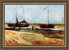 Seashore at Scheveningen Framed Paintings - Beach at Scheveningen in Calm Weather by Vincent van Gogh